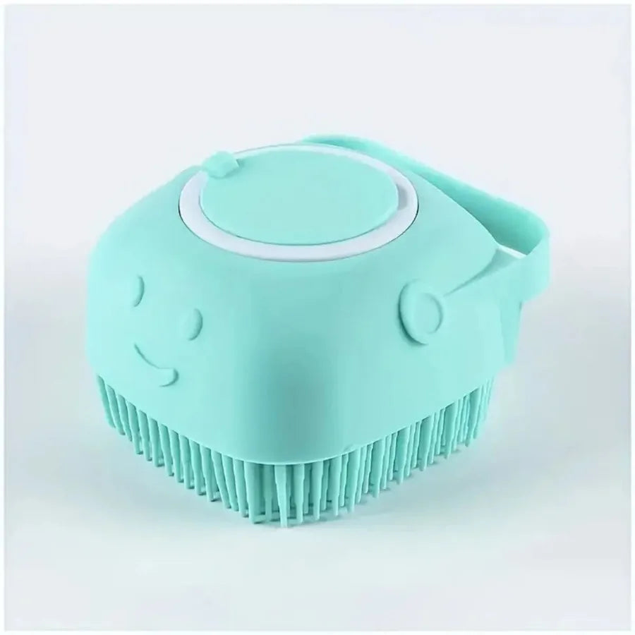 Dog Bath Brush with Shampoo Dispenser – Soft Grooming & Massage Brush for Dogs & Cats