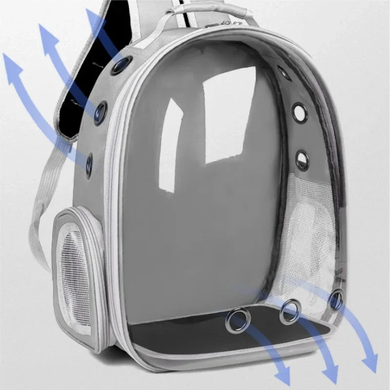 Space Capsule Cat Backpack – Transparent Breathable Carrier for Travel | Durable Nylon Pet Backpack for Cats & Kittens