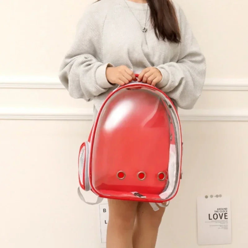 Space Capsule Cat Backpack – Transparent Breathable Carrier for Travel | Durable Nylon Pet Backpack for Cats & Kittens