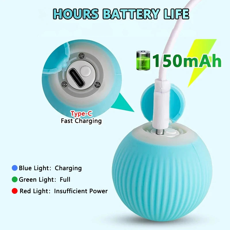 Interactive Cat Toy Ball – Smart Rolling LED Ball with Motion Sensor | USB Rechargeable Cat Toy