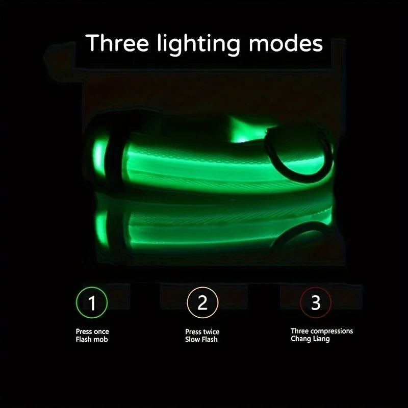 LED Dog Collar – Reflective Light-Up Collar for Night Safety | Durable Nylon Collar for Small & Medium Dogs