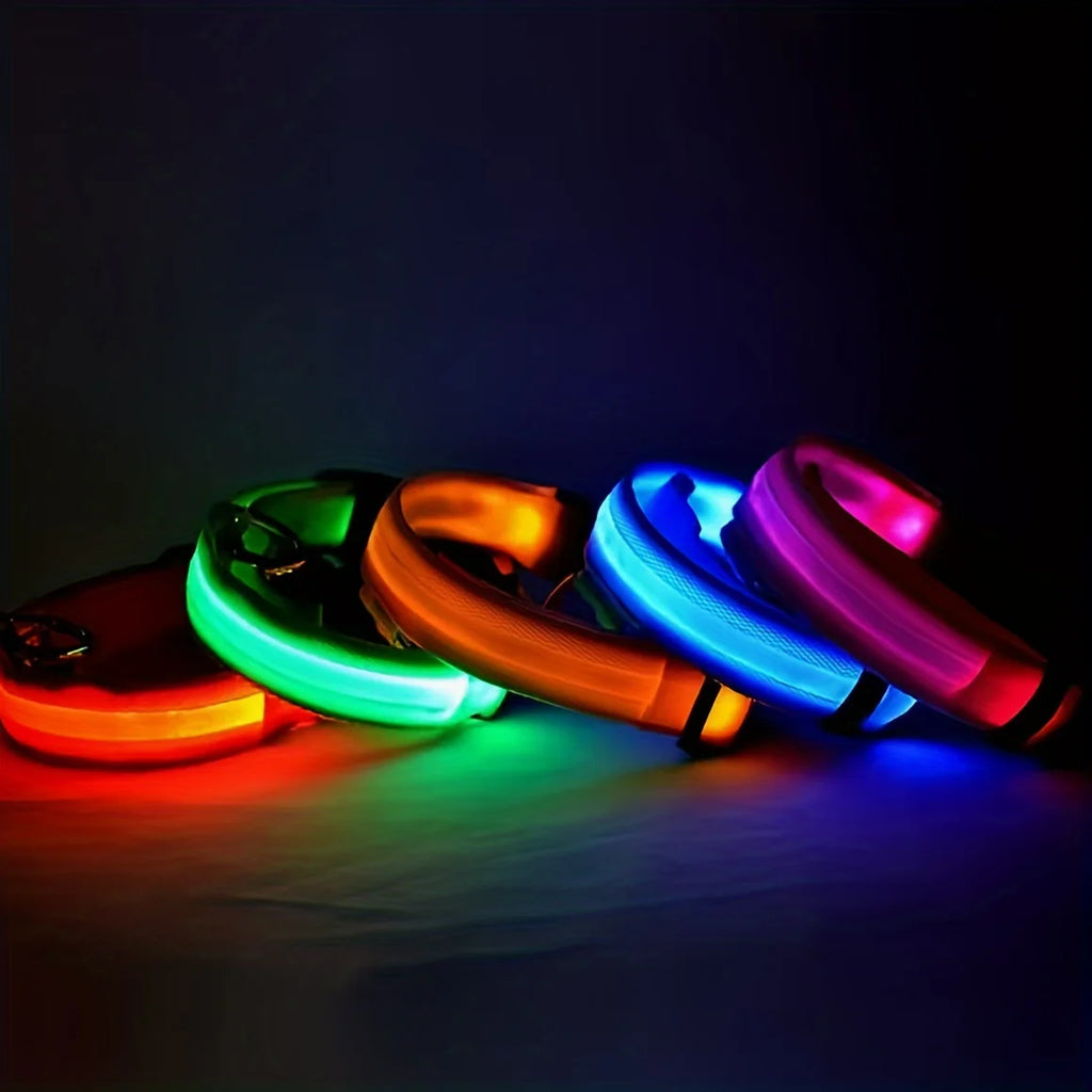 LED Dog Collar – Reflective Light-Up Collar for Night Safety | Durable Nylon Collar for Small & Medium Dogs