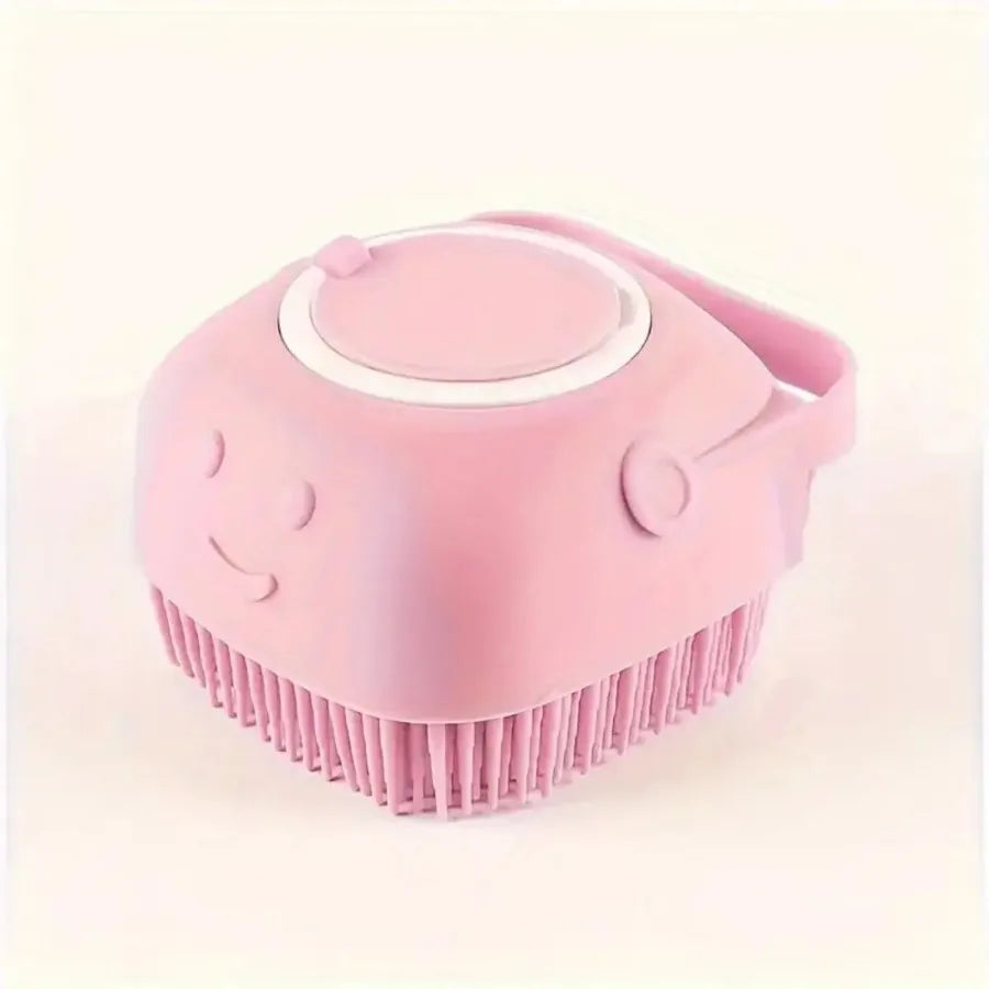 Dog Bath Brush with Shampoo Dispenser – Soft Grooming & Massage Brush for Dogs & Cats
